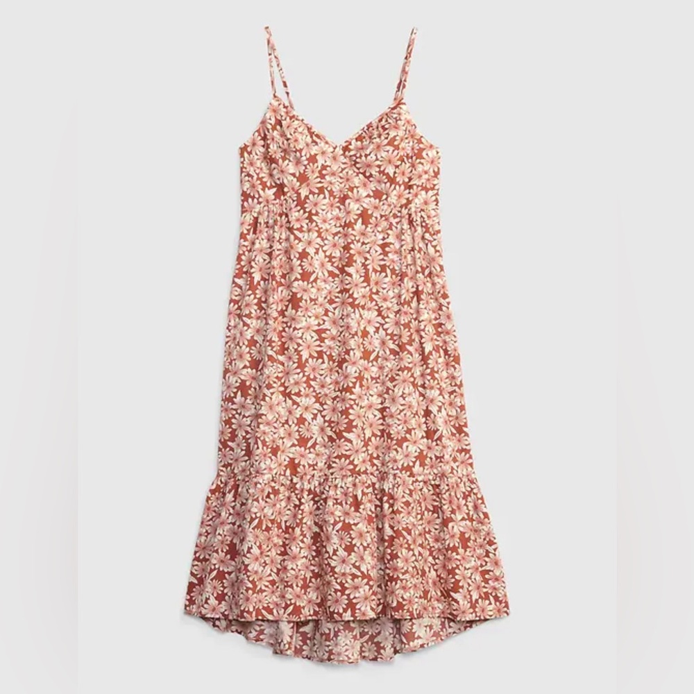 Gap Womens V-Neck Cami Midi Sundress Dress Smocked Sunflowers Size Small
